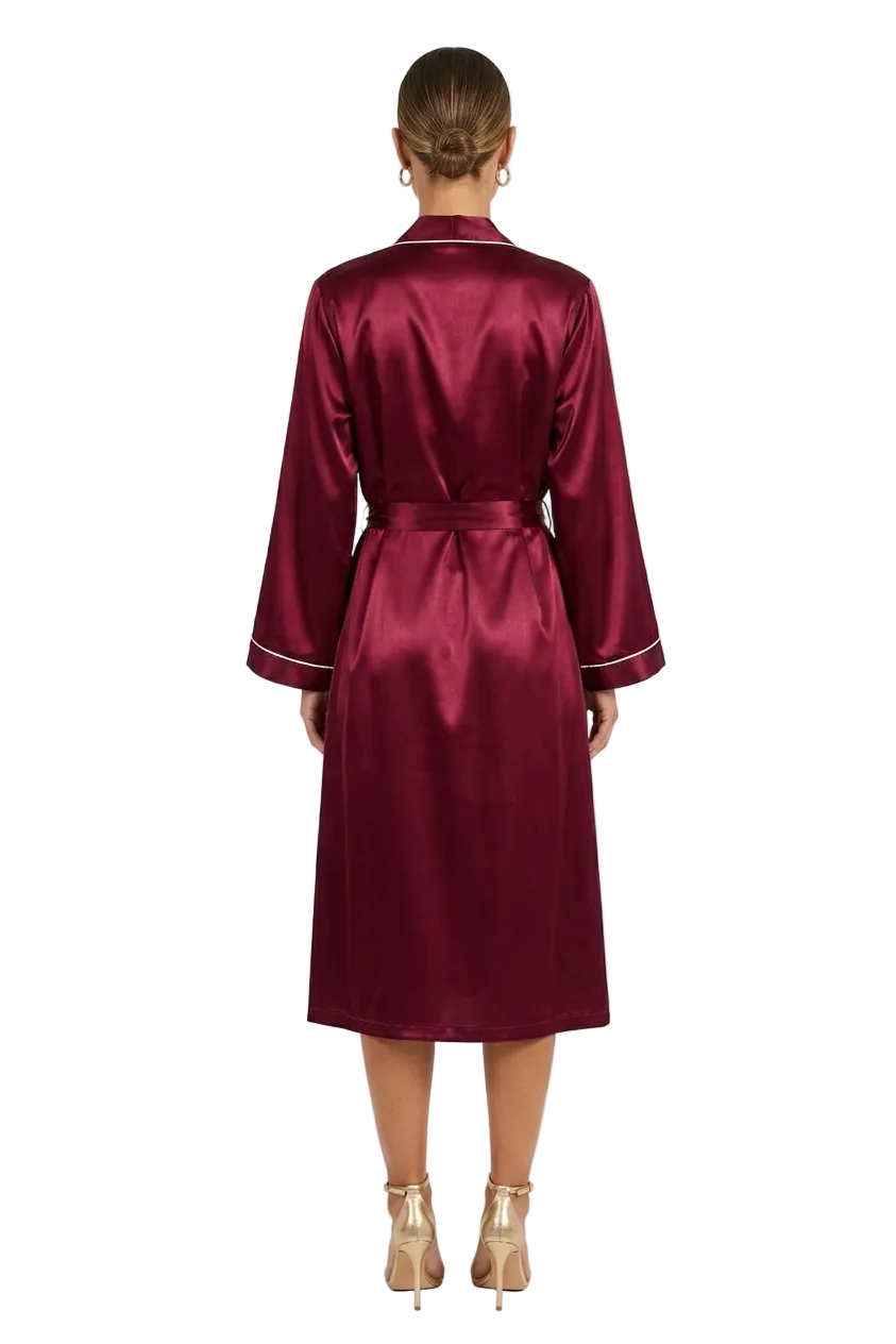 فستان قصير مع روب حرير توت فاخر - Grade 6A | Silk Short Dress & Robe Set