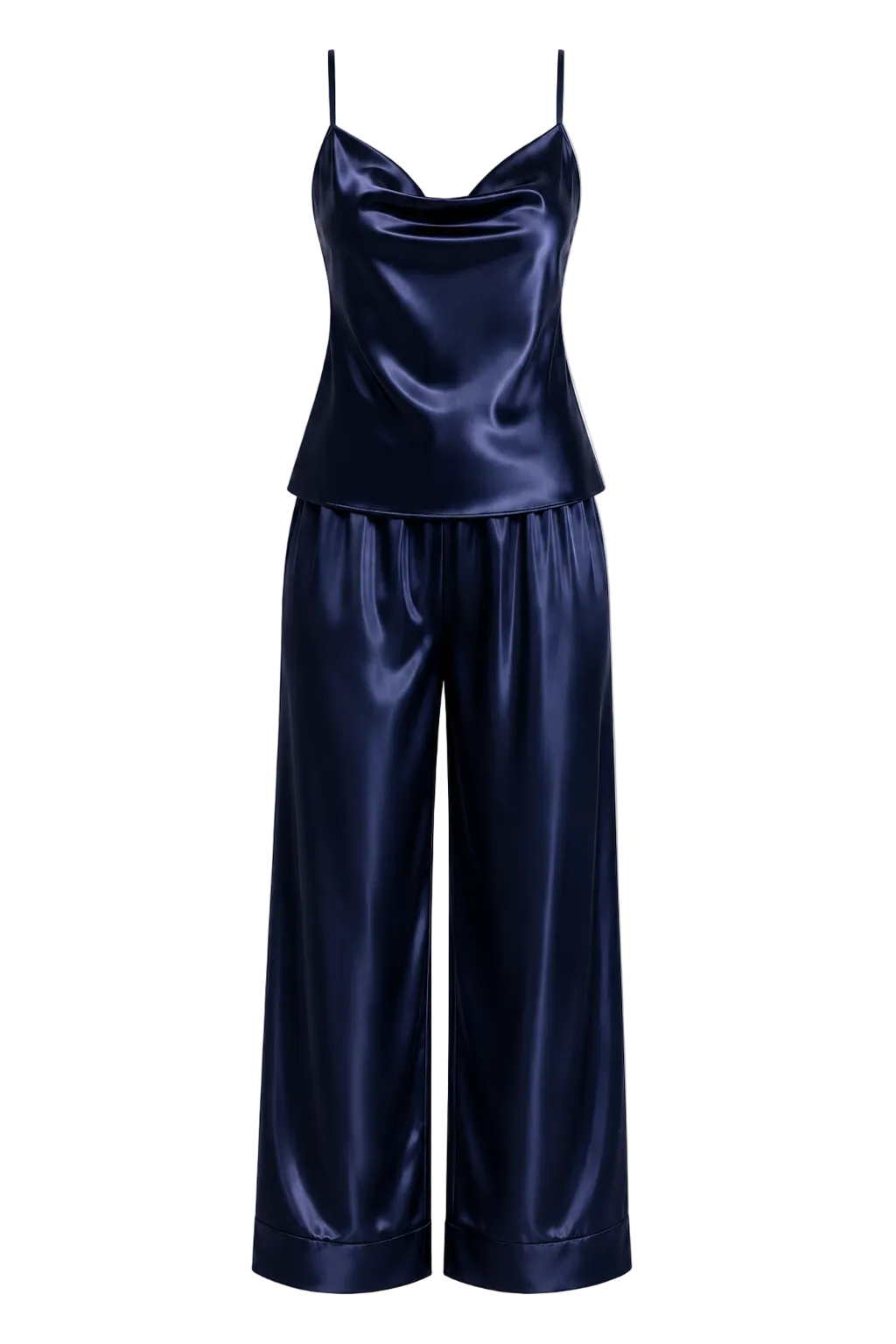 طقم بيجامة حرير توت - حمالات وبنطال طويل Grade 6A | Silk Cami & Pants Set