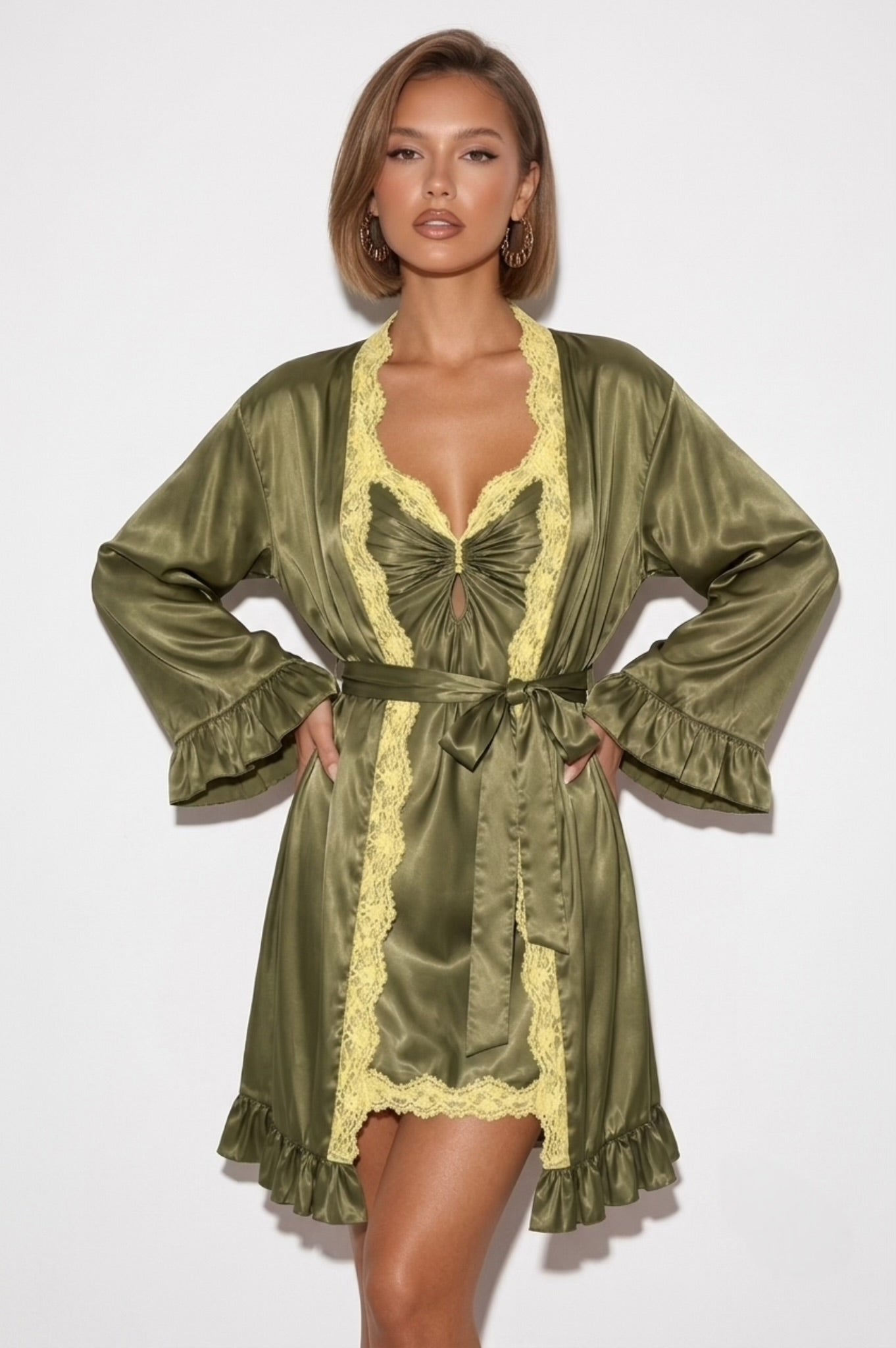 Mulberry Silk Robe & Slip Dress Set