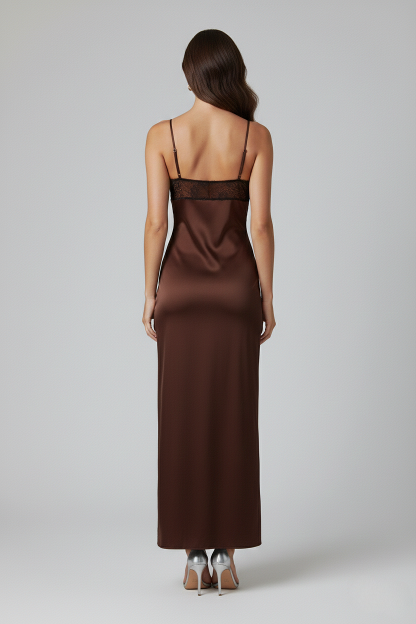 طقم روب وفستان حرير التوت بدانتيل فاخر| Silk Robe & Dress Set