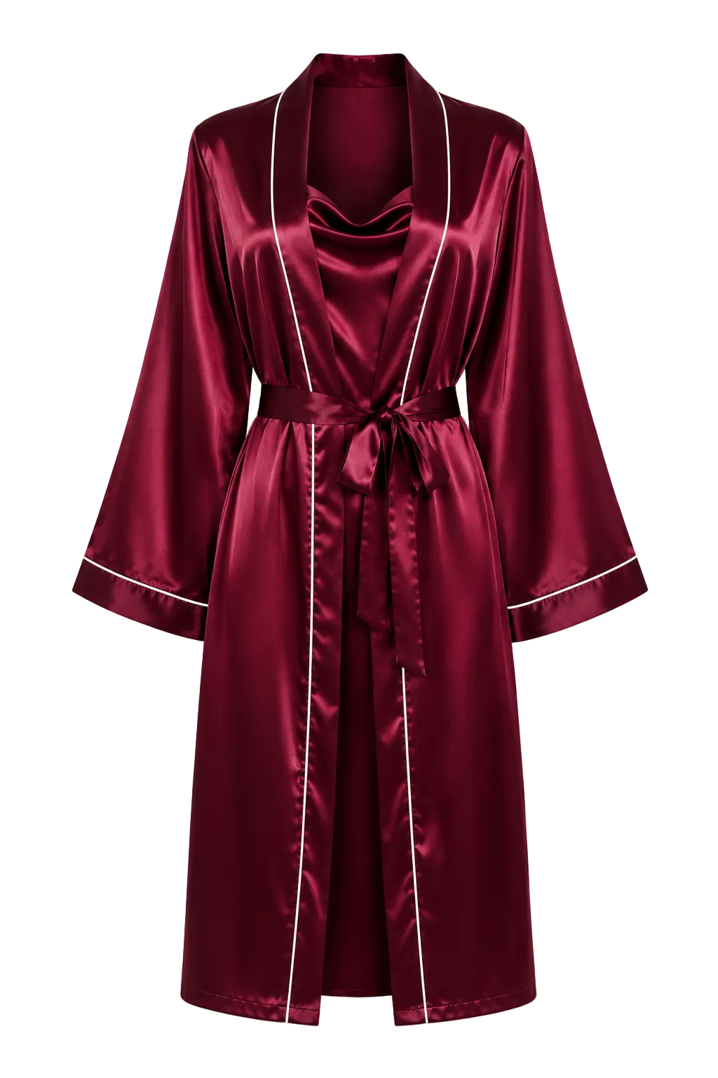 فستان قصير مع روب حرير توت فاخر - Grade 6A | Silk Short Dress & Robe Set
