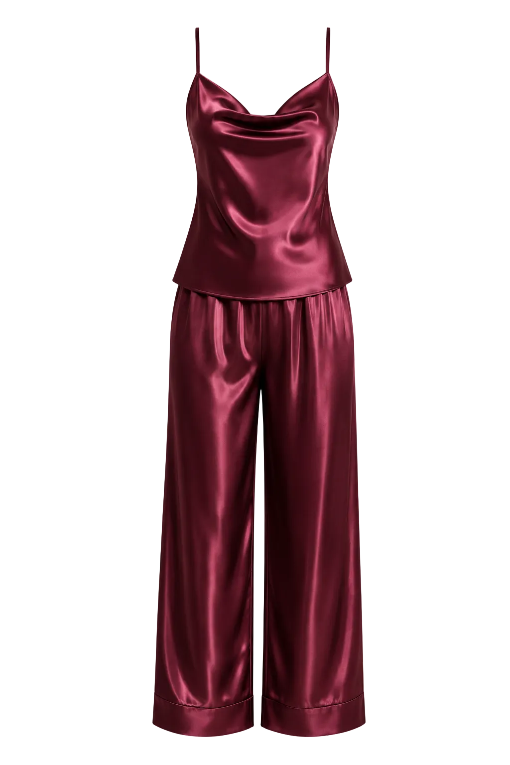 طقم بيجامة حرير توت - حمالات وبنطال طويل Grade 6A | Silk Cami & Pants Set