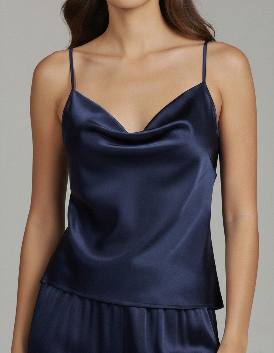 طقم بيجامة حرير توت طبيعي فاخر – حمالات وبنطال طويل (22 Momme • Grade 6A)