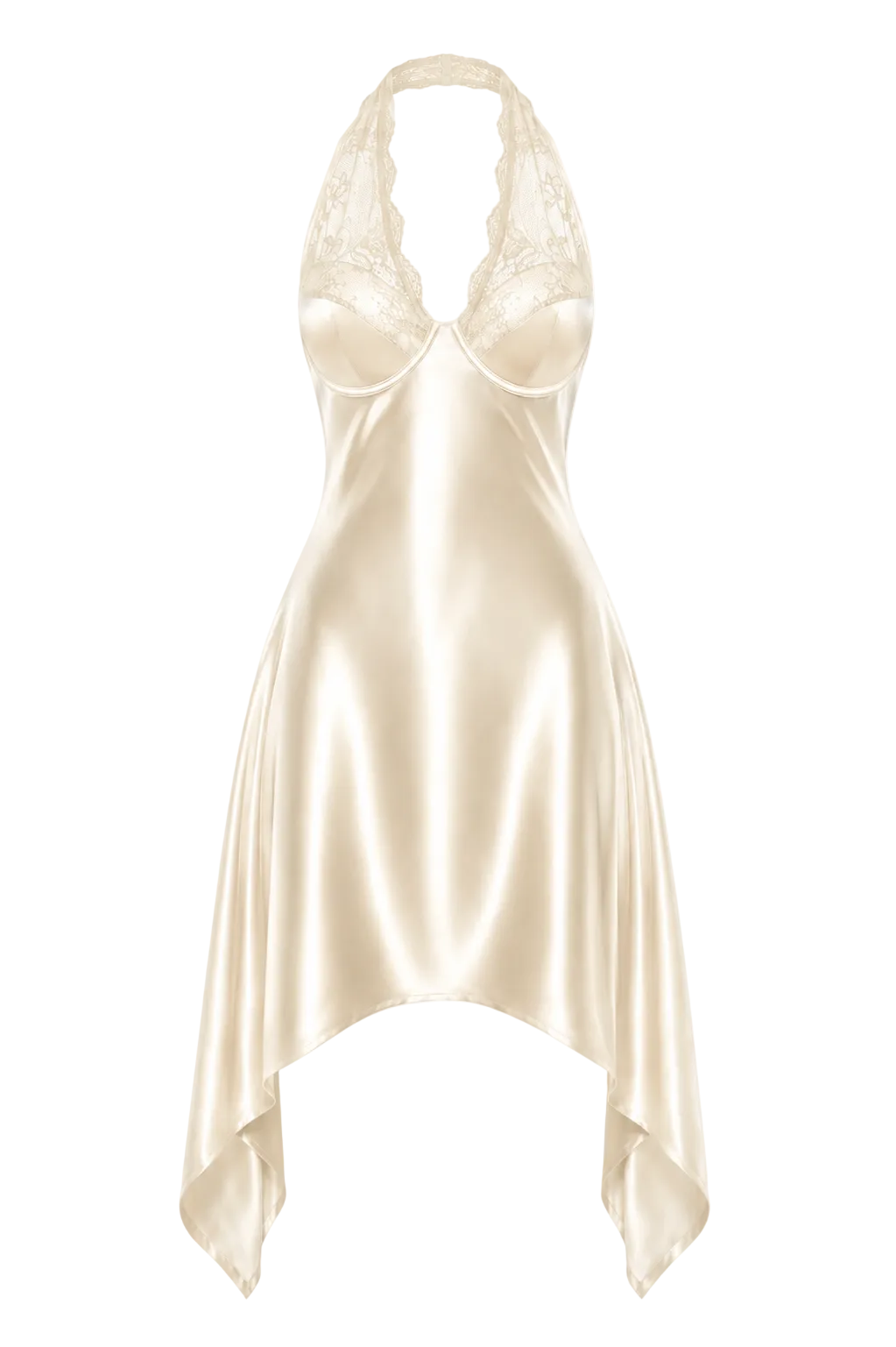 Silk Halter Lace Mini Dress