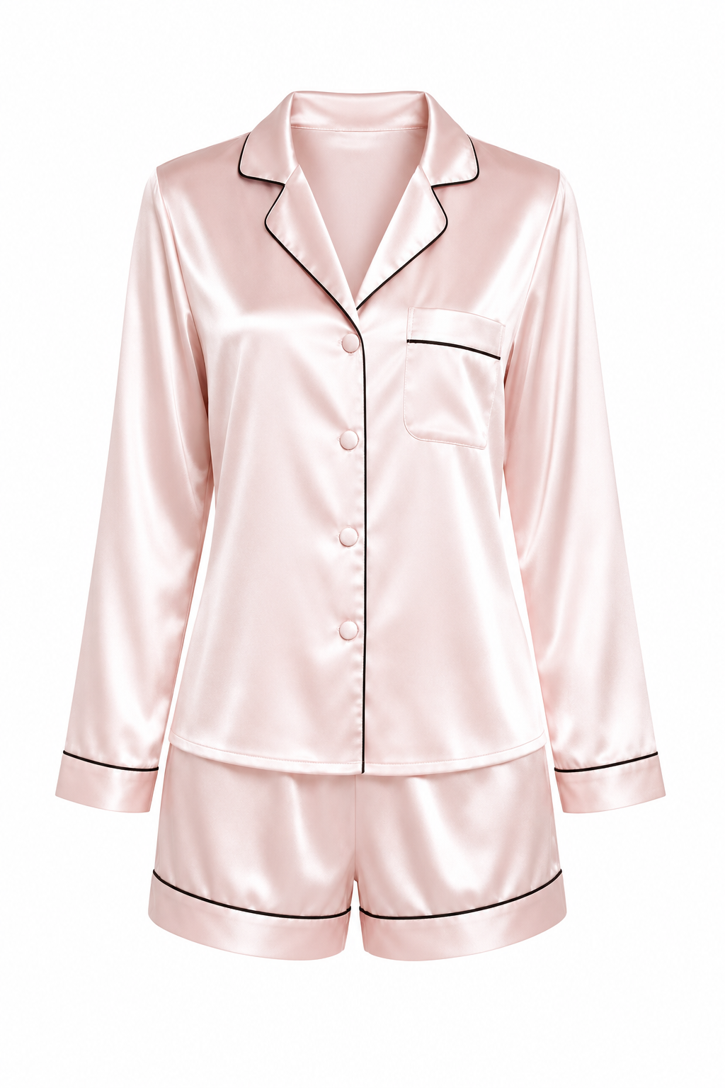 طقم بيجامة قصير حرير توت فاخر - Grade 6A | Silk Short Pajama Set