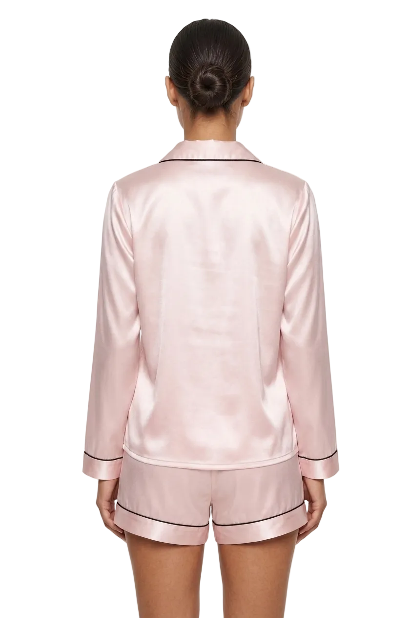 طقم بيجامة قصير حرير توت فاخر - Grade 6A | Silk Short Pajama Set