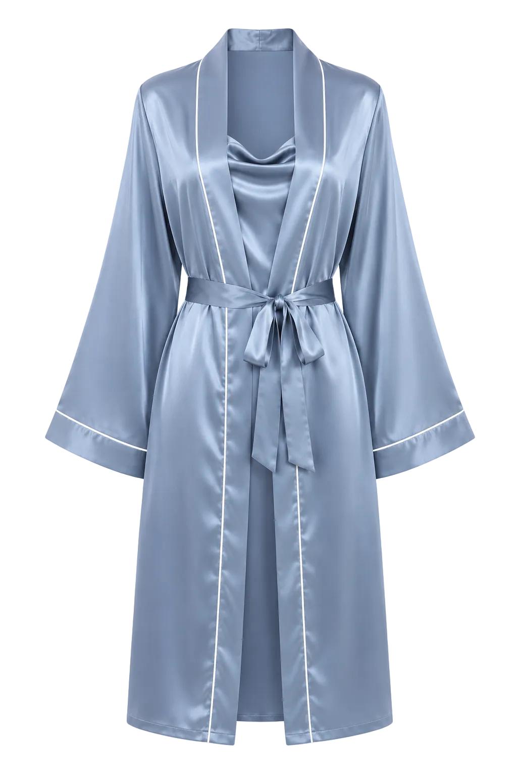 فستان قصير مع روب حرير توت فاخر - Grade 6A | Silk Short Dress & Robe Set
