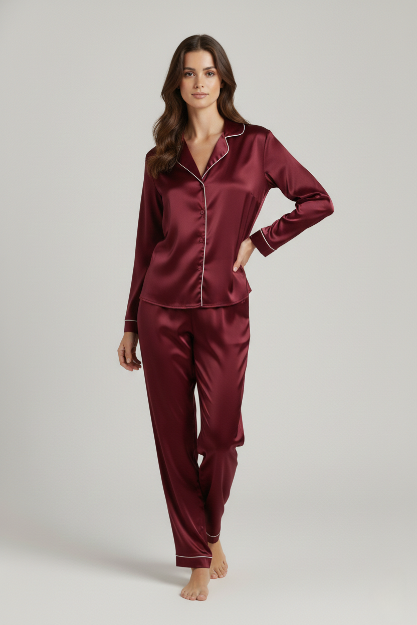 بيجامة حرير توت فاخرة - Grade 6A | Silk Pajama Set
