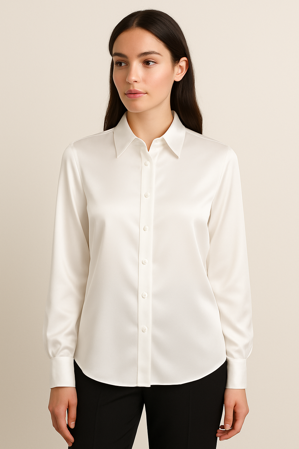 قميص حرير توت أبيض كلاسيكي - Grade 6A | White Silk Shirt