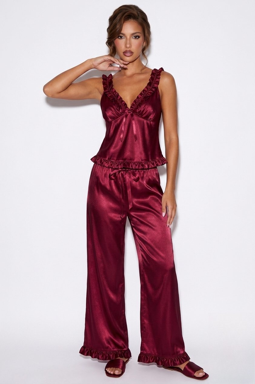 Mulberry Silk Ruffle Pajama Set