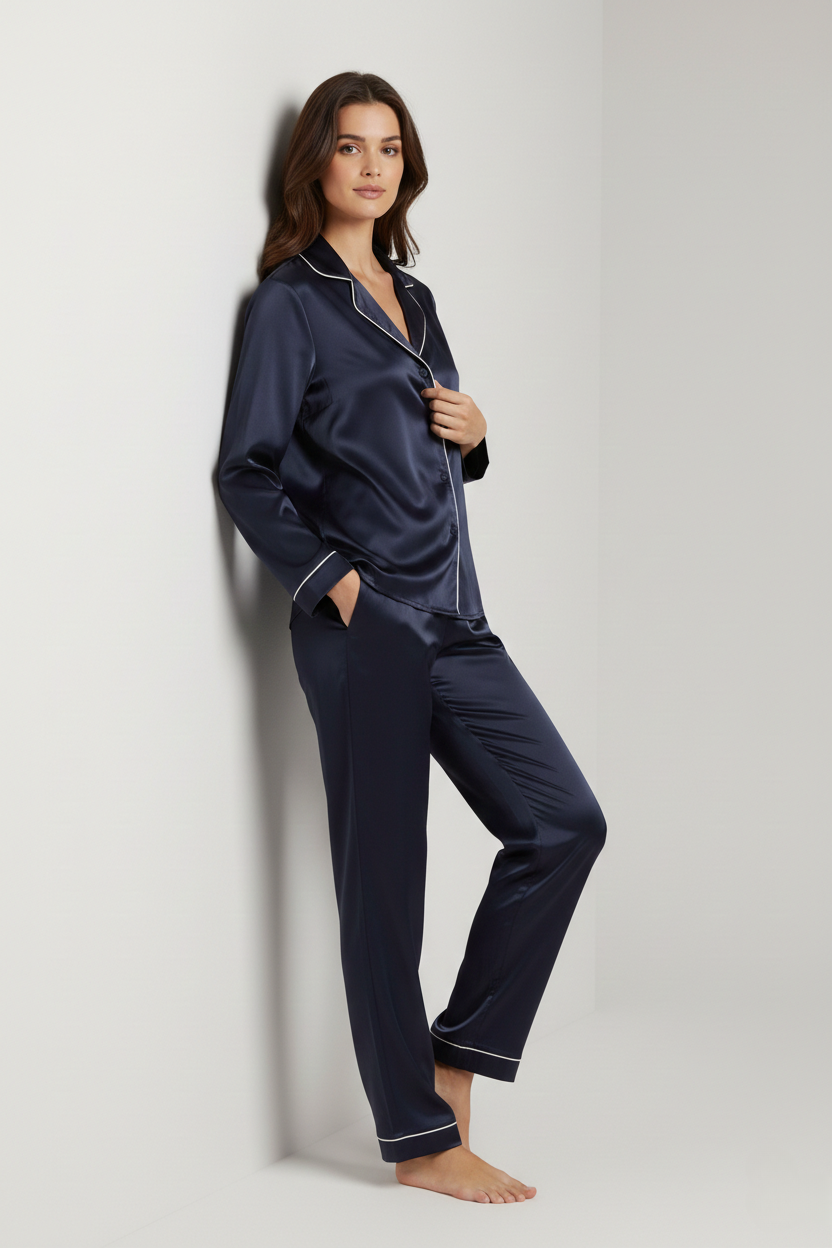 بيجامة حرير توت فاخرة - Grade 6A | Silk Pajama Set