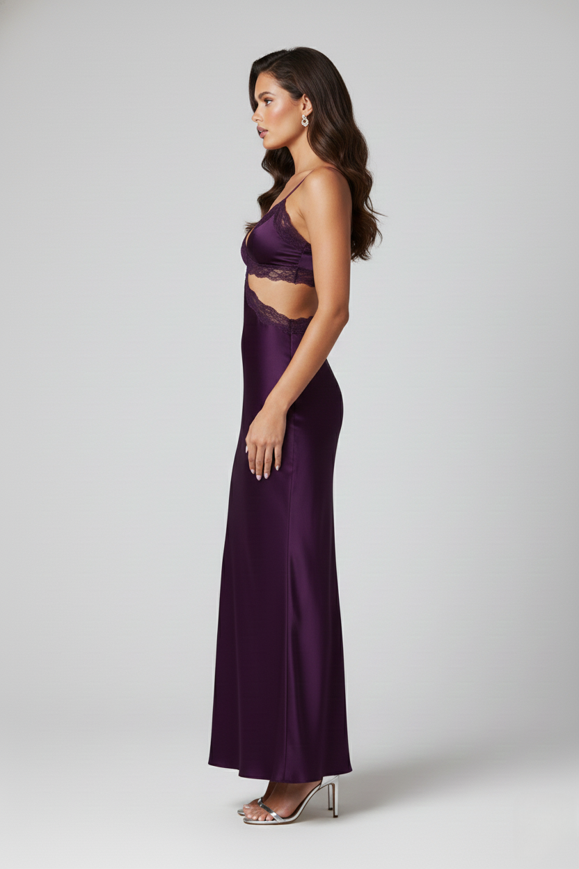 فستان حرير توت فاخر بقصة ملتوية - Mulberry Silk Twisted Dress