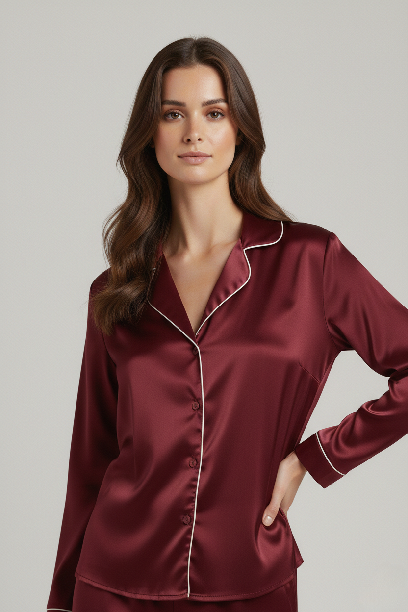 بيجامة حرير توت فاخرة - Grade 6A | Silk Pajama Set