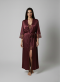 فستان نوم حرير توت مع روب دانتيل - Grade 6A | Silk Nightgown & Robe Set