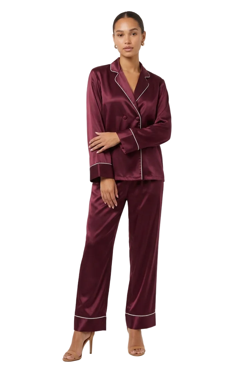 بيجامة حرير توت فاخرة - Grade 6A | Silk Pajama Set