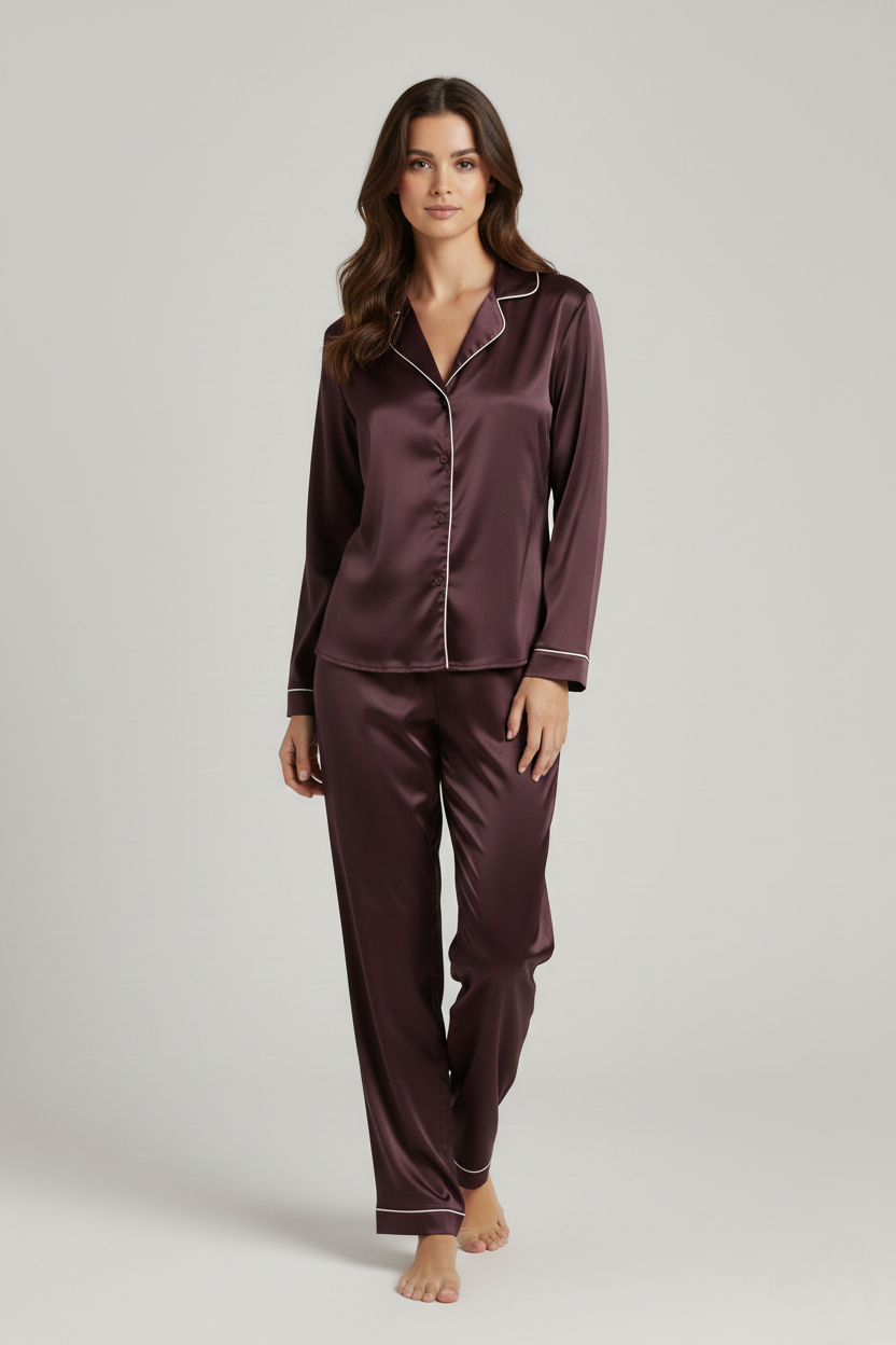 بيجامة حرير توت فاخرة - Grade 6A | Silk Pajama Set