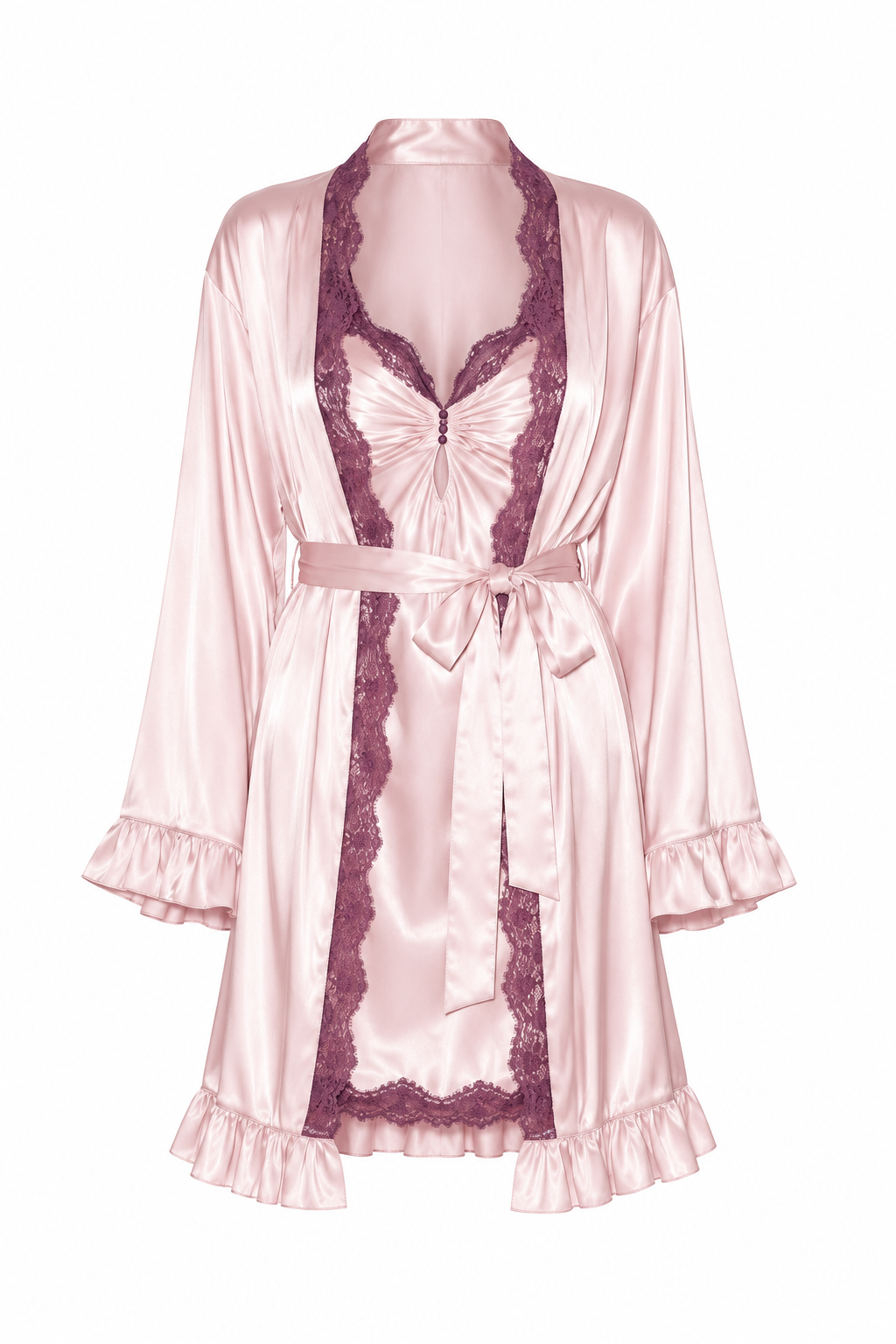 Mulberry Silk Robe & Slip Dress Set