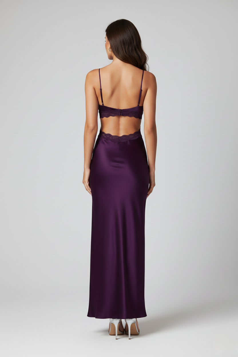 فستان حرير توت فاخر بقصة ملتوية - Mulberry Silk Twisted Dress