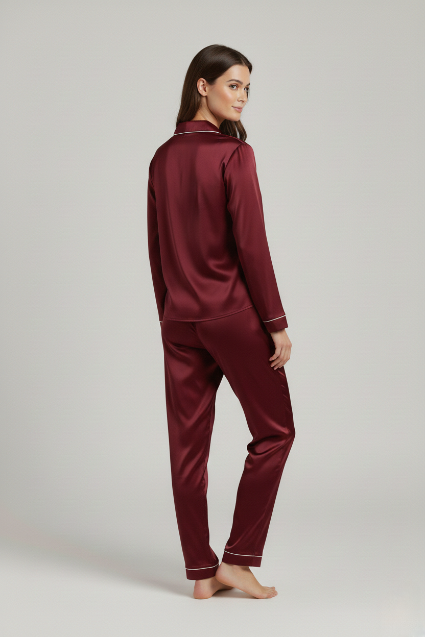 بيجامة حرير توت فاخرة - Grade 6A | Silk Pajama Set