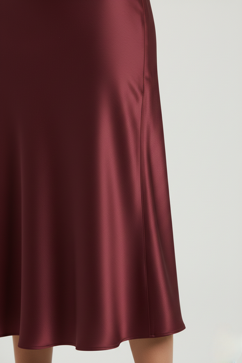 تنورة حرير توت - Grade 6A | Mulberry Silk Burgundy Skirt