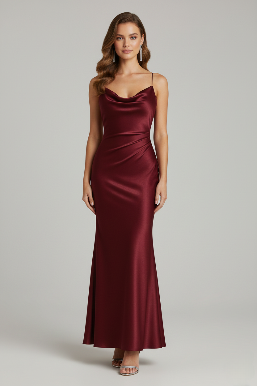 فستان حرير توت برغندي ملكي - Grade 6A | Mulberry Silk Burgundy Dress