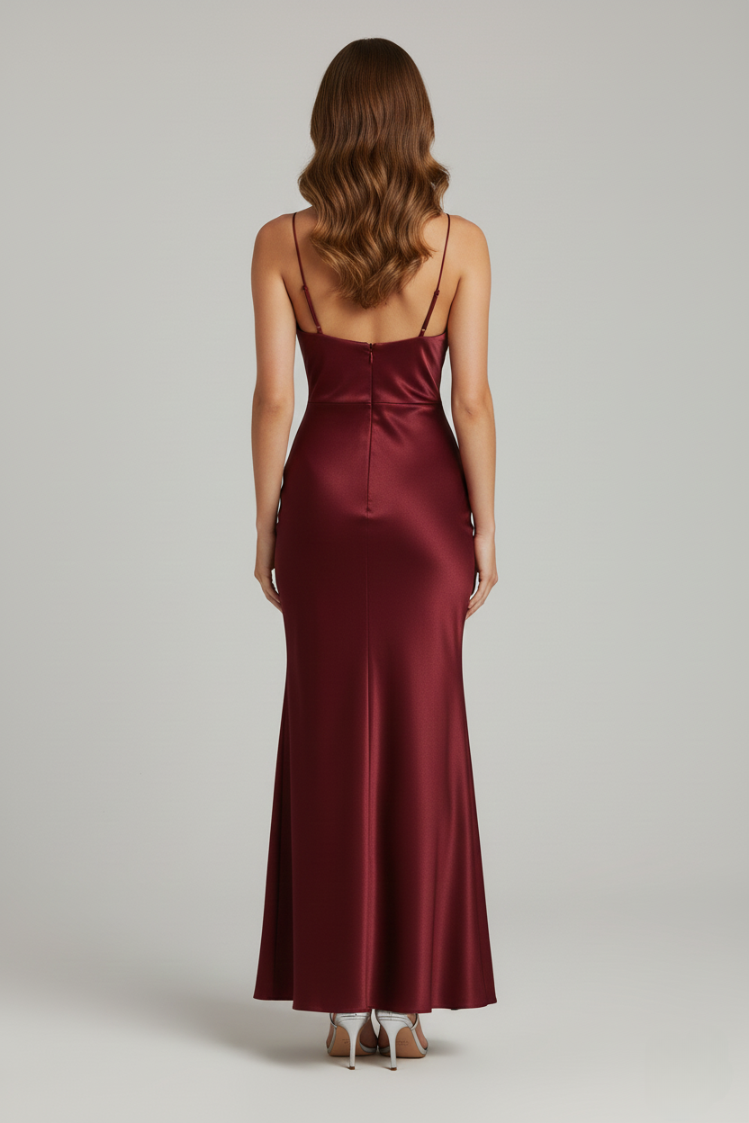 فستان حرير توت برغندي ملكي - Grade 6A | Mulberry Silk Burgundy Dress