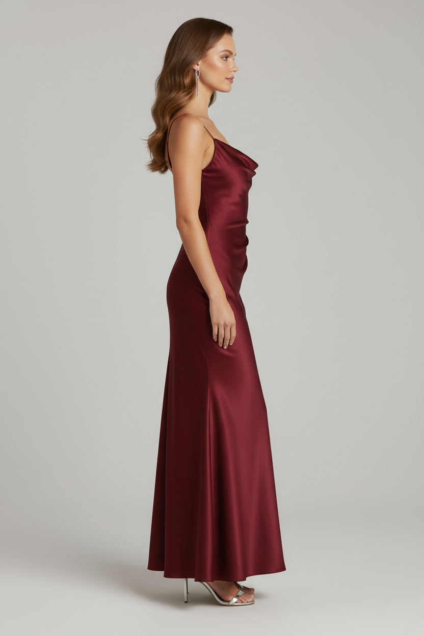 فستان حرير توت برغندي ملكي - Grade 6A | Mulberry Silk Burgundy Dress