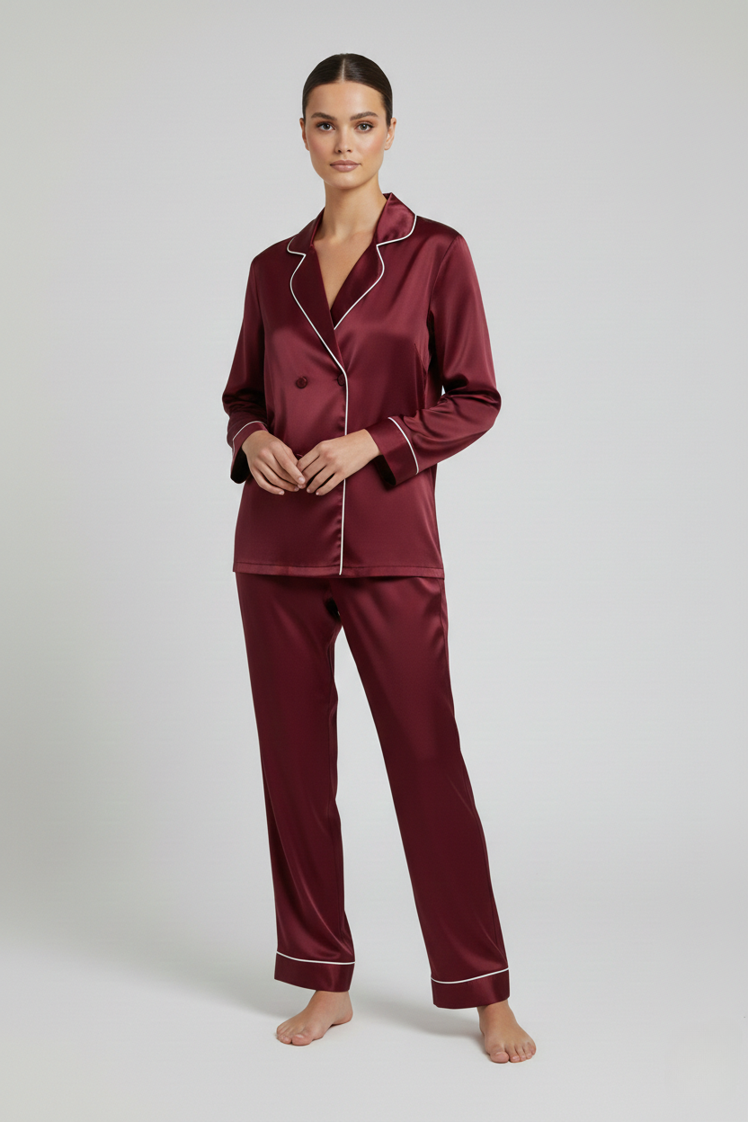 بيجامة حرير توت فاخرة - Grade 6A | Silk Pajama Set