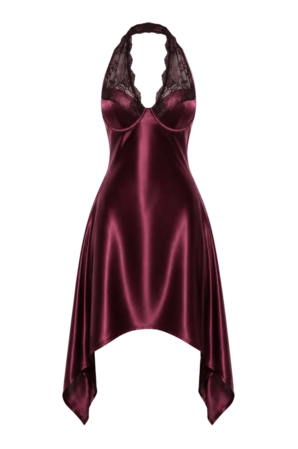 Silk Halter Lace Mini Dress