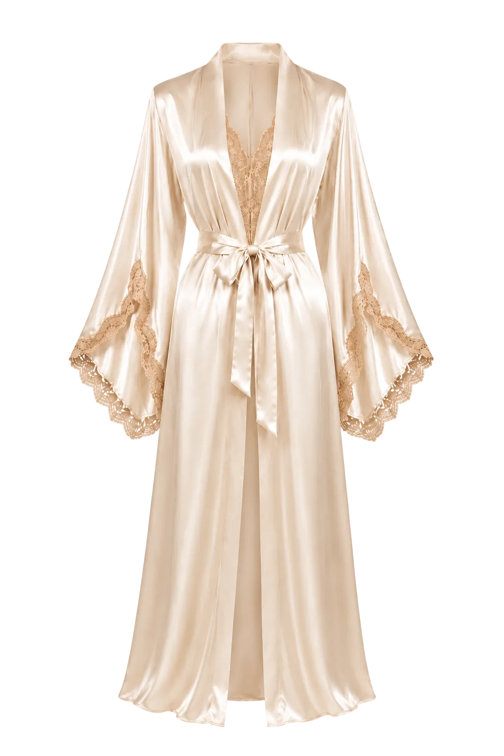 طقم روب وفستان حرير التوت بدانتيل فاخر - Grade 6A | Luxury Silk Robe & Dress Set