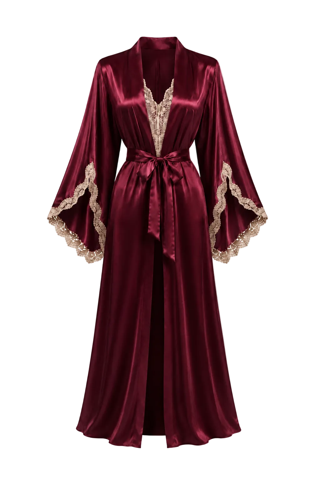 طقم روب وفستان حرير التوت بدانتيل فاخر - Grade 6A | Luxury Silk Robe & Dress Set